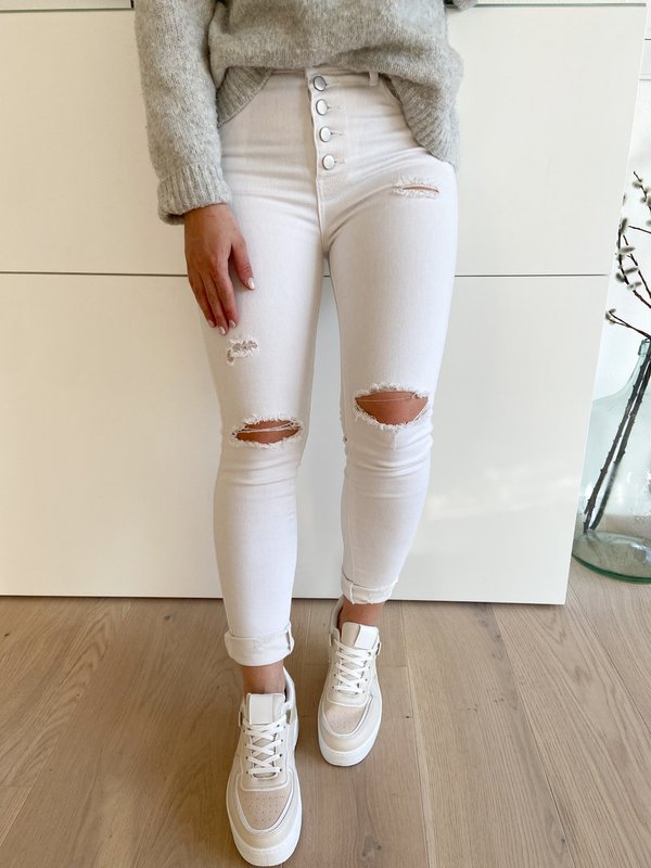 Weiße Skinny Jeans mit Knopfleiste - NUR NOCH GR. XS