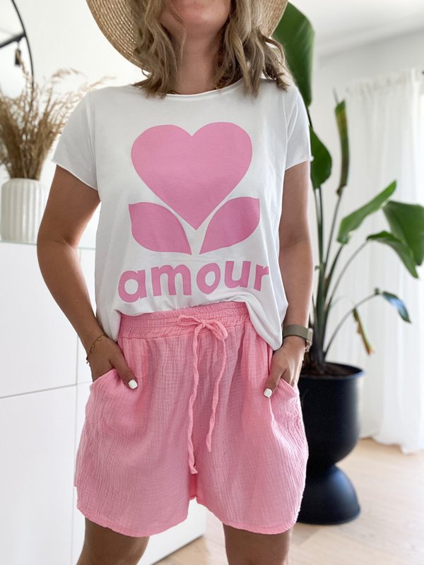 Statement T-Shirt Amour in Pink