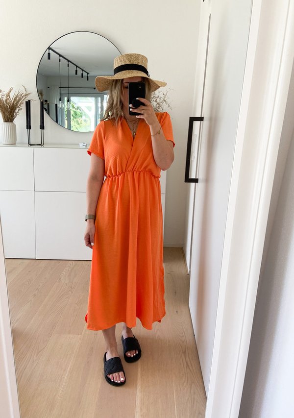 Midi Kleidchen mit Schlitz, Orange