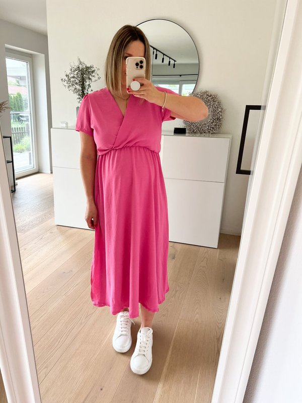 Midi Kleidchen mit Schlitz, Pink