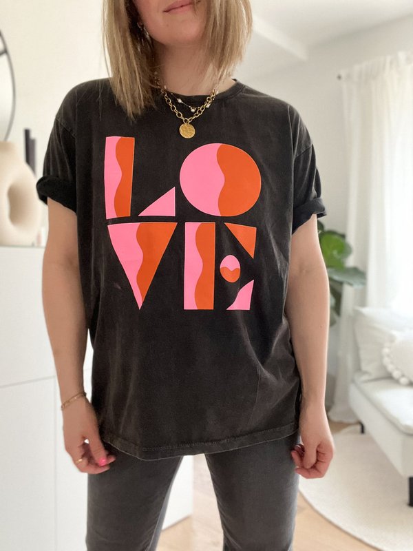 Oversize Tshirt Crazy Love, Anthrazit